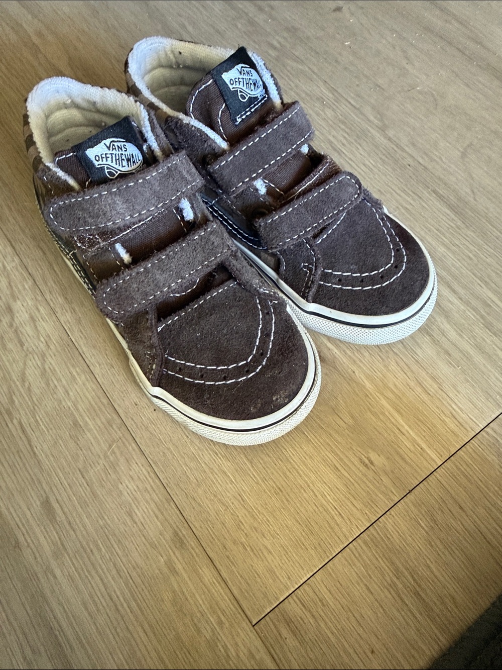 Vans Kids Brown Suede Velcro Sneakers